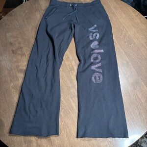 Victorias Secret BLING RHINESTONE Black Joggers Sweats Small Y2K Style